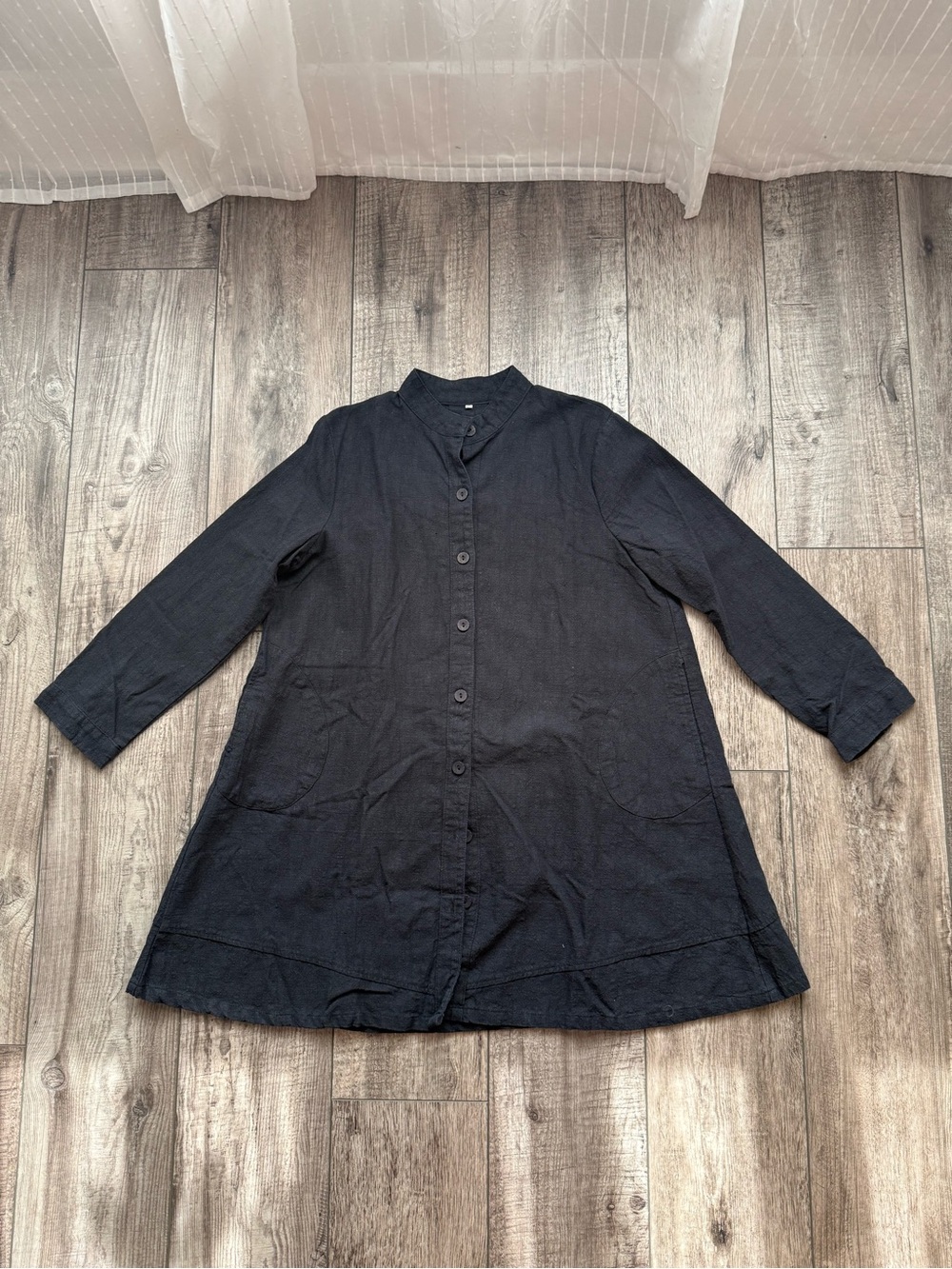 Lagenlook black linen-cotton layering shacket by Mordenmiss